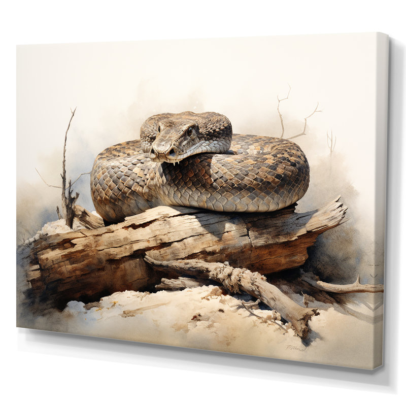 Rattler Rattlesnake sur impression sur toile, Toile tendue, H 12 po x l 20 po x P 1 po