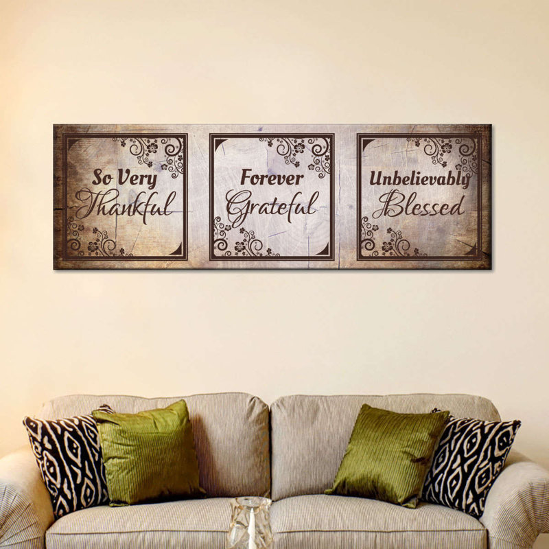 Thankful Grateful Blessed III Canvas Print, 8" H x 24" W x 1" D