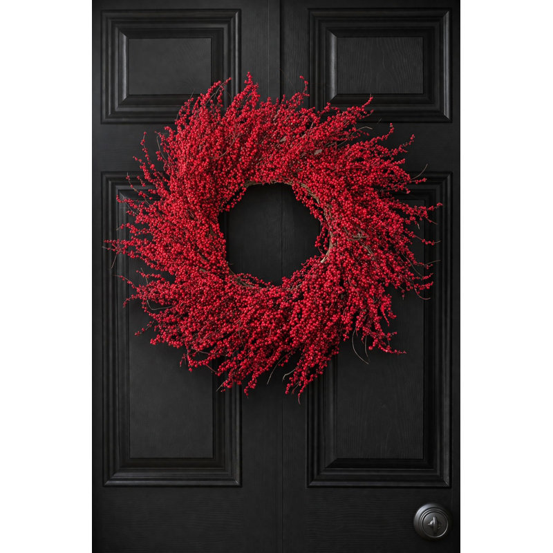 Grande couronne de baies rouges 32 po