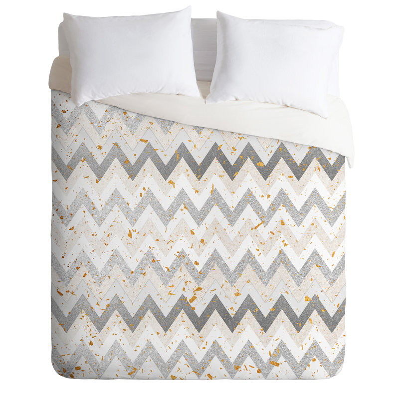 Ensemble de housse de couette confettis, Couette simple + 1 taie décorative, Gris / blanc