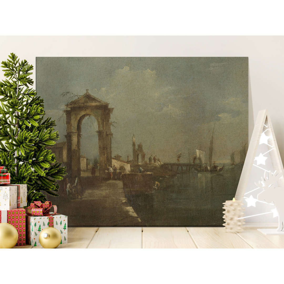 Venetian Canal Canvas Wall Art, Archway Painting, Italy Scene, Gallery Wrapped, Ready to Hang, Archival Print, Modern Decor, Statement Piece