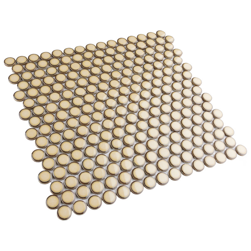 Hudson Penny Round .80" x .80" Porcelain Penny Round Mosaic Wall & Floor Tile, Café