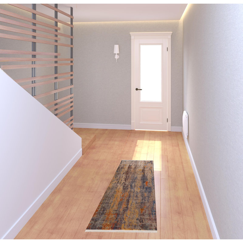 Tapis de couloir abstrait moderne délavé, Tapis de couloir 2 pi x 6 pi