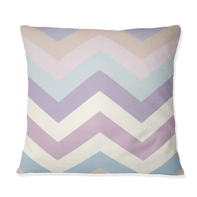 Coussin à chevrons mauve et beige