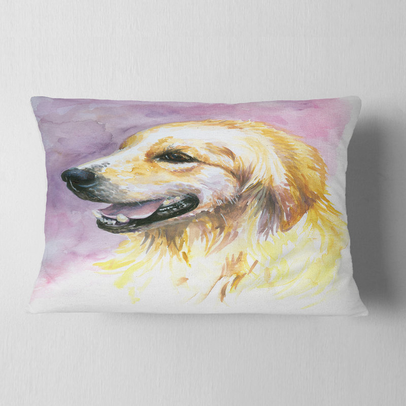 Doux dieu jaune aquarelle - coussin imprimé animal
