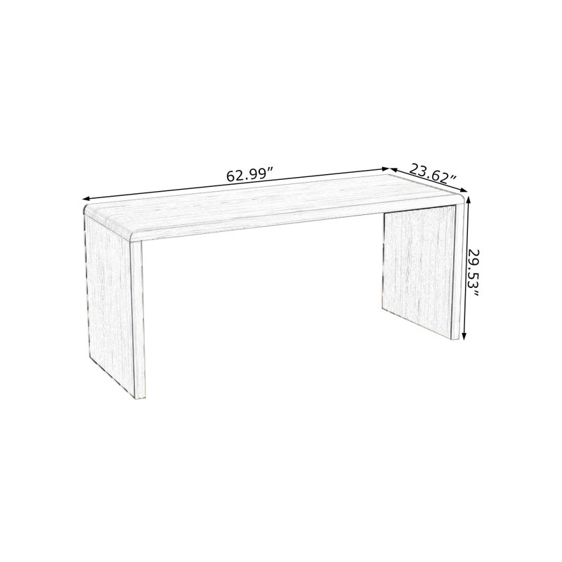 Bureau rectangulaire brun en bois massif, 29.53" H x 62.99" W x 23.62" D