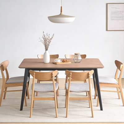 Walnut & Black Finish Dining Table