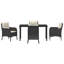  Ensemble de salle à manger de jardin avec coussin 5 pièces en rotin de polyester noir-1518501298-1518501302-1518501303