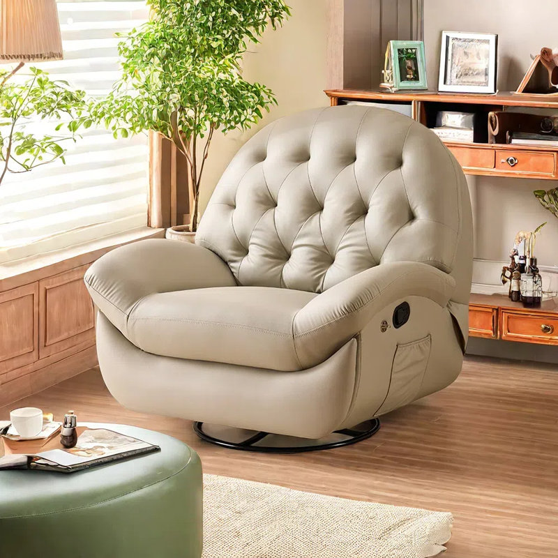 Fauteuil inclinable et pivotant en similicuir Seun, Gris