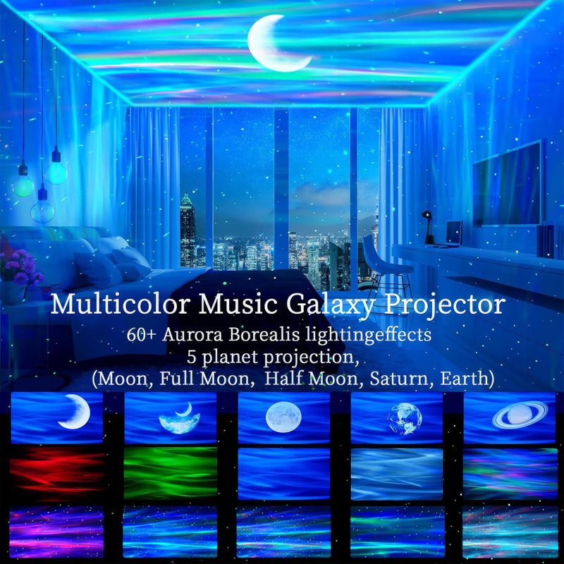 Projecteur Northern Lights: plus de 60 effets de lumière avec étoiles blanches et bruyantes