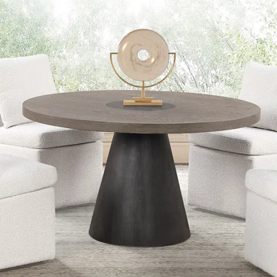 Table de salle à manger ronde Broager avec finition brun foncé pour salle à manger moderne