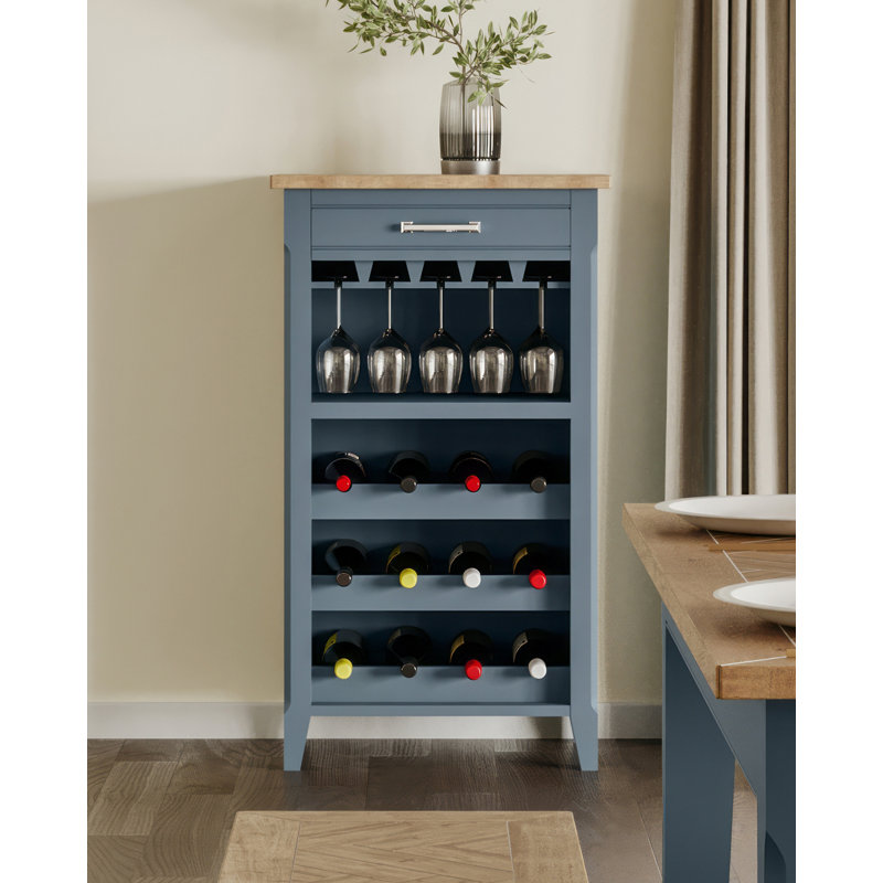 Floor Wine Bottle & Glass Rack Blue