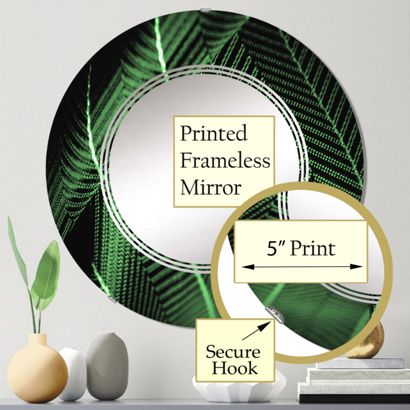 Tissu en soie vert foncé avec miroir mural, 24 po x 24 po