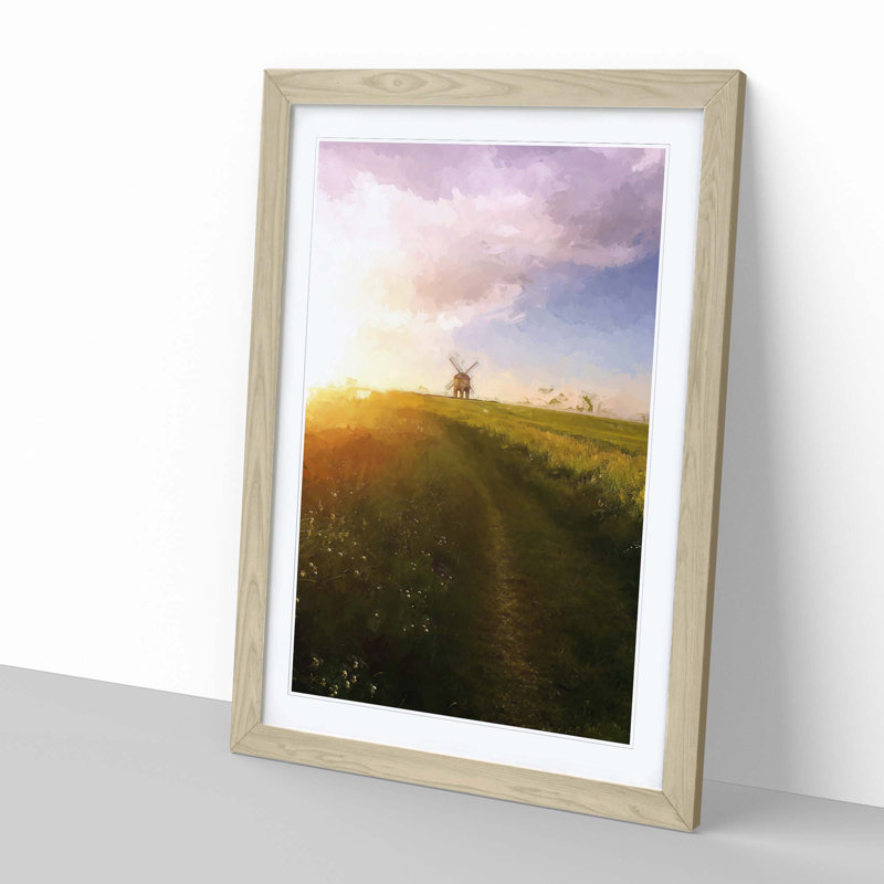 Windmill upon a Hill in Warwickshire in Abstract - Framed Print, Oak, 60cm H x 40cm W x 2cm D