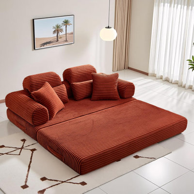 Canapé-lit convertible 4 en 1 pour très grand lit, canapé-lit pliable en velours côtelé 78,5 po avec poche latérale et 4 coussins pour le salon, gris foncé