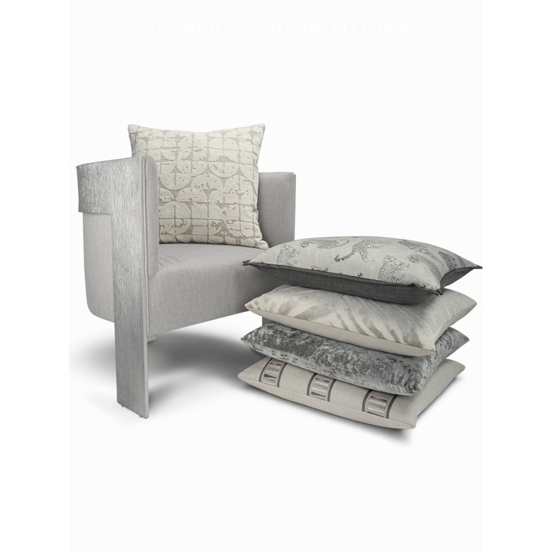 Coussin décoratif Riverdale, Argent, Rectangle H 14 po x l 24 po