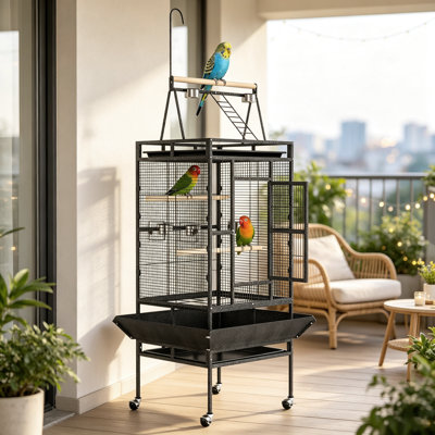 82.7''H Extra Large Bird Cage, Outdoor&Indoor Bird Cages, Parrot Cage Budgie Cage for Living Room Balcony Garden, with Rope Perch & Removable Tray