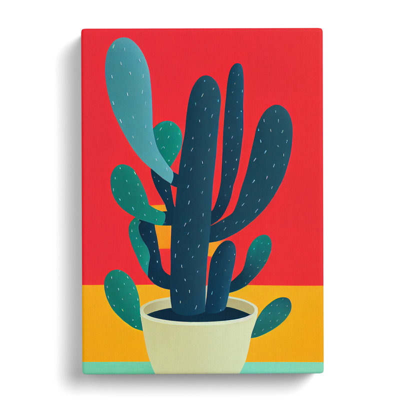 Cactus Cacti Block Colour - Wrapped Canvas, 76cm H x 50cm W x 3cm D