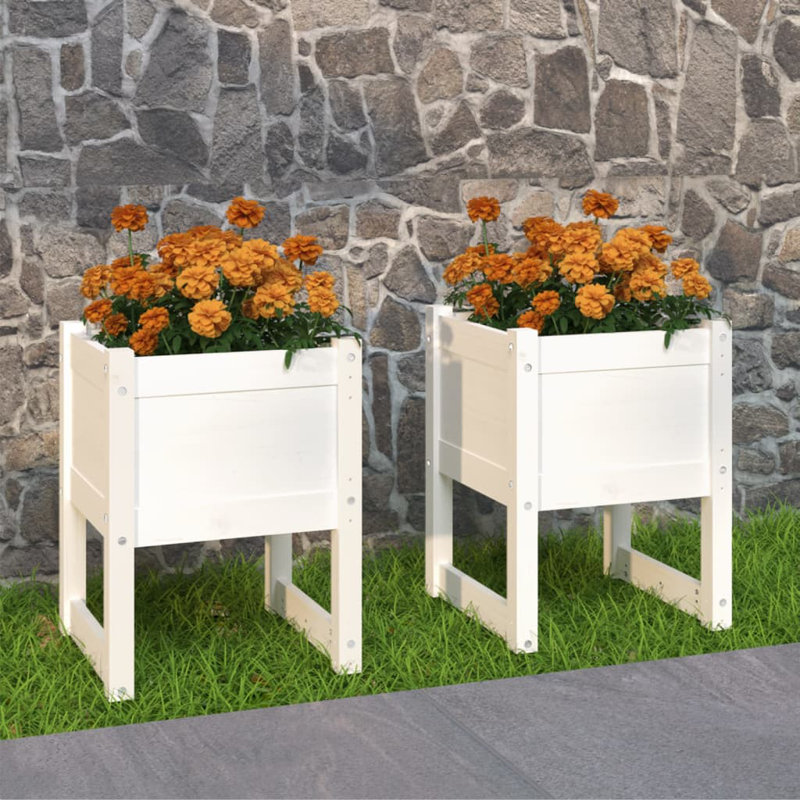 Wood Pot Planter, 52.5cm H x 40cm W x 40cm D, White