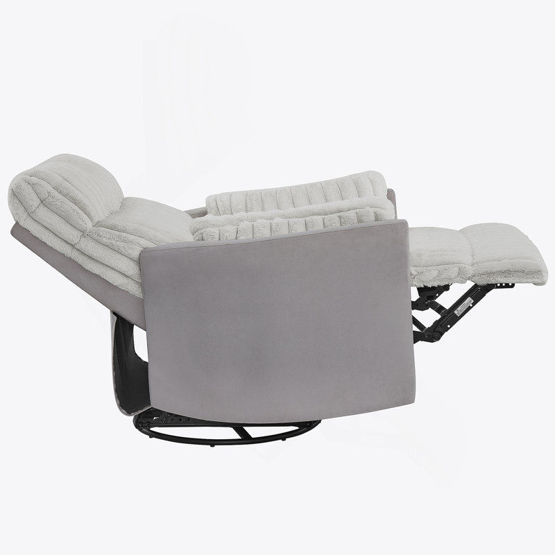 Bocaton Wide Wale Corduroy Upholstery Manual Recliner, Gray, Gray Fabric