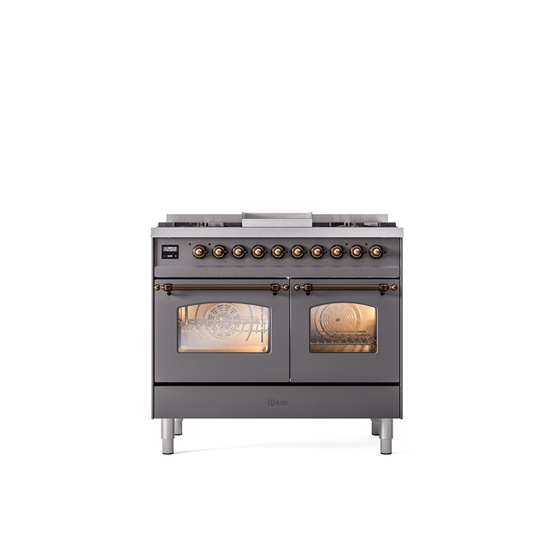 ILVE Nostalgie II 40 in Dual Fuel Range, Natural Gas, Blue Gray/Copper