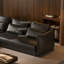 Canapé d'angle en L extra long, de style moderne, en similicuir, avec assise profonde et pieds en acier inoxydable