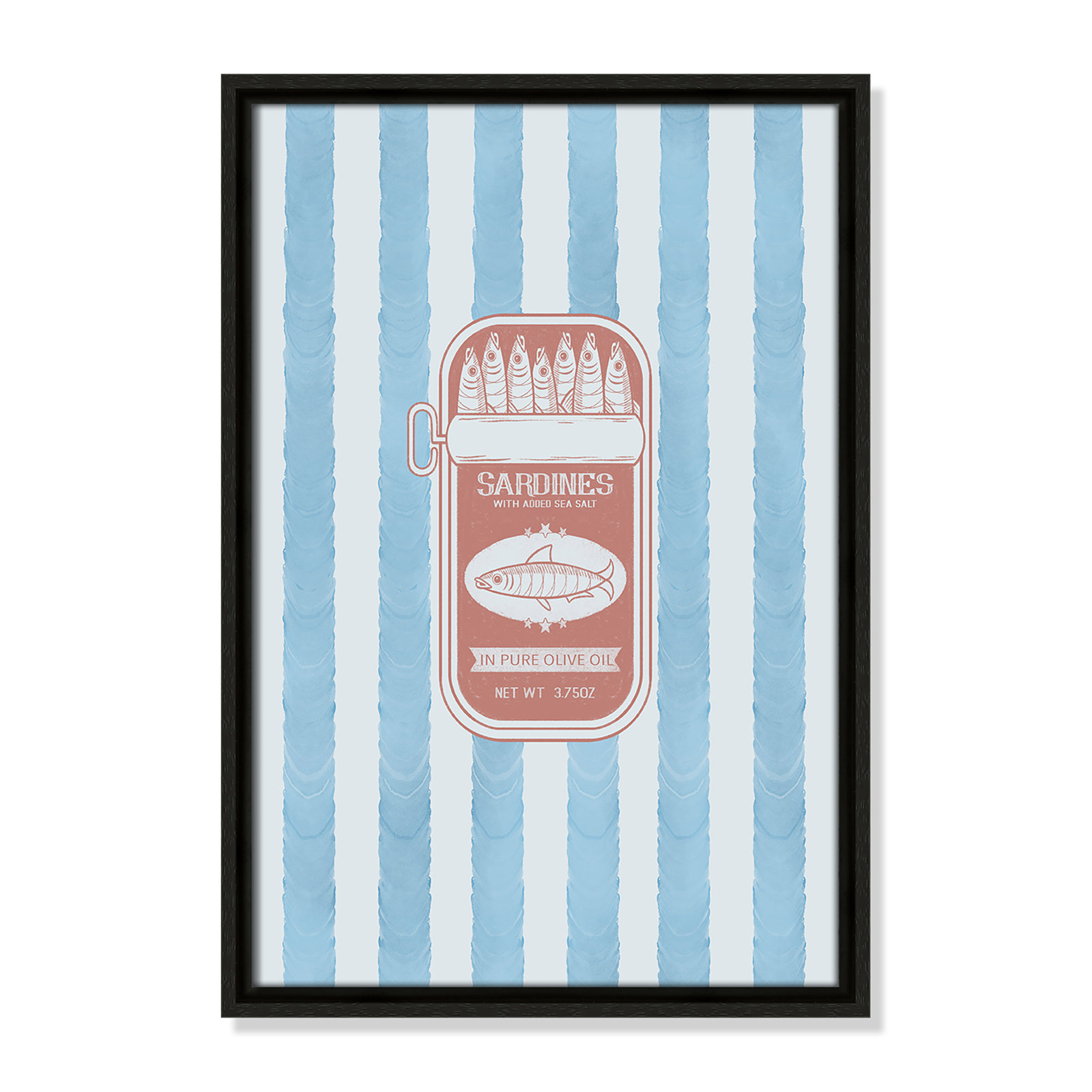 Salty Sardines Print by Marcus Prime, 13.5'' W x 19.5'' H, Espresso Floater