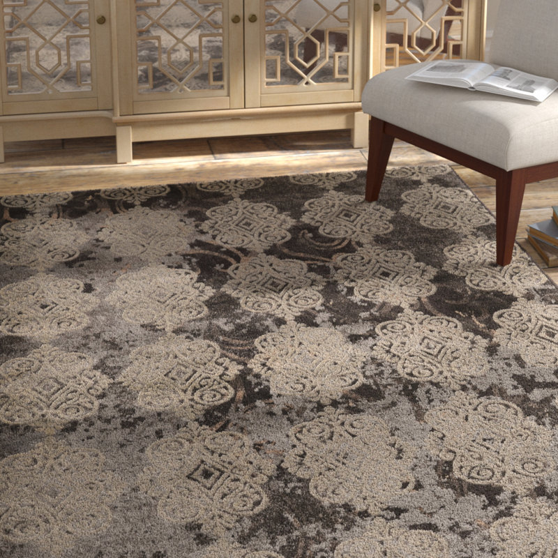 Tapis beige / noir Valdosta, Rectangle 5 pi x 7 pi 6 po
