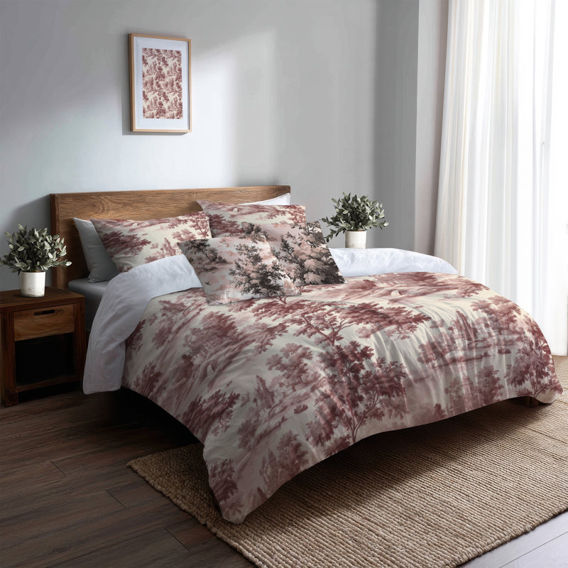 Ensemble de literie 5 pièces French Country - housse de couette et coussin rose