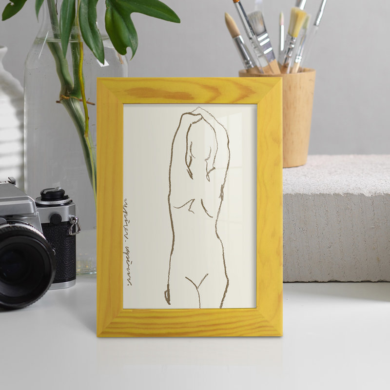 Toi et moi I, impression sur papier, H 9 po x l 7 po x P 1 po, Cadre jaune