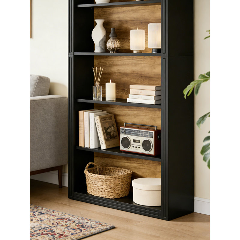 French Arched Wooden Bookshelf | 5-Tier Open Display Cabinet | Living Room & Study Storage Unit