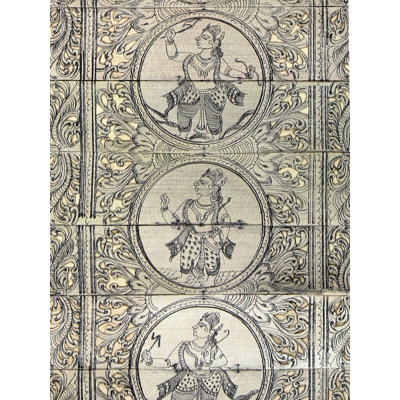 Ganapati à quatre mains avec les dix incarnations de Vishnu | Paata, peinture de l'Orissa