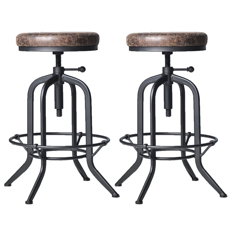 Tabouret de bar rotatif à hauteur ajustable Arefa, Noir