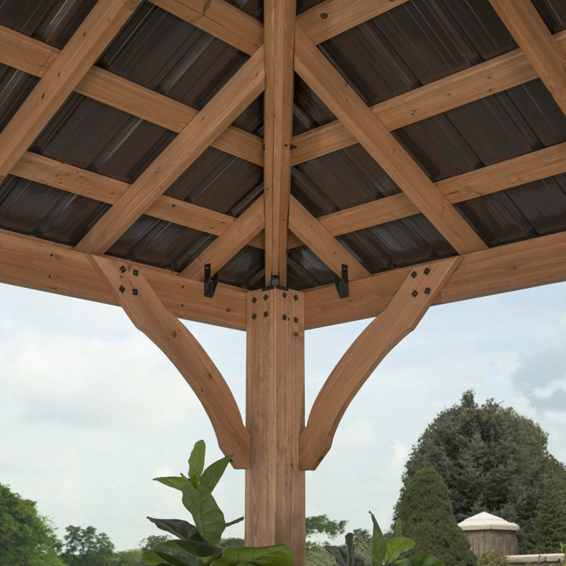 Barrington 12' x 10' Cedar Wood and Steel Gazebo Pavilion