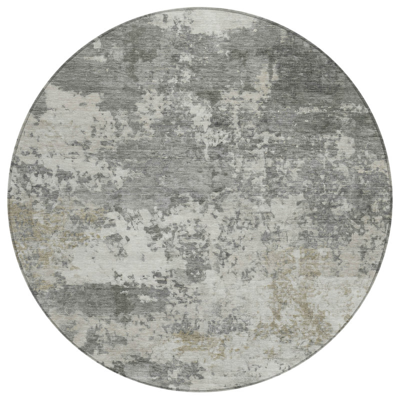 Machine Washable Indoor/Outdoor Earleville ACN2366 Abstract Rug, Round 8'