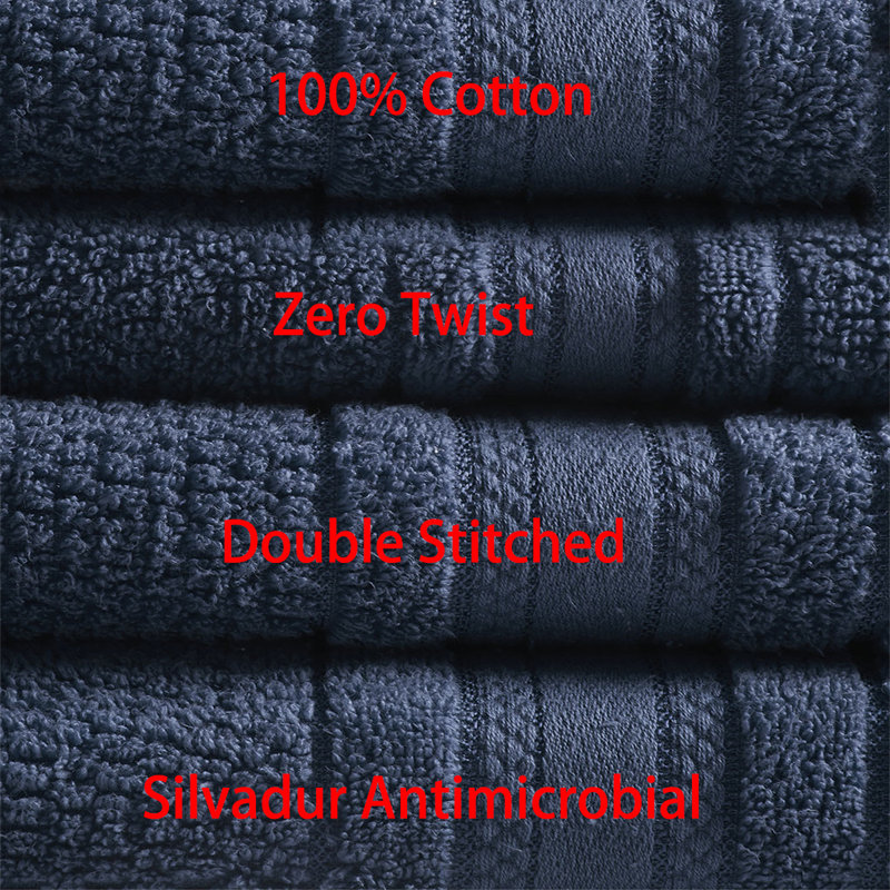 Ensemble de 6 pièces pour chambre d'amis 100% coton, Bleu marine