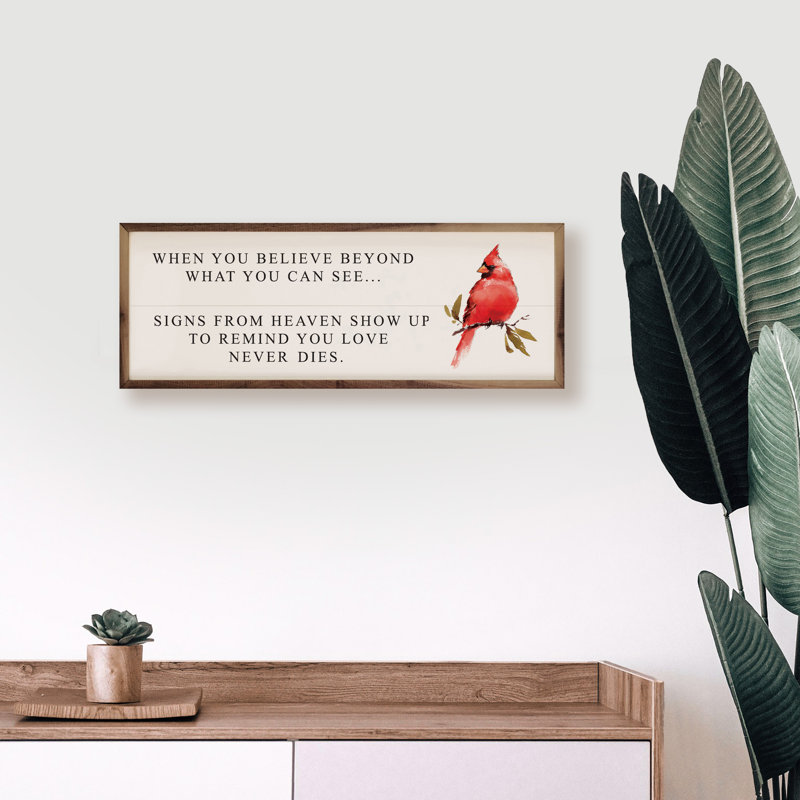 Love Love Dies Cardinal - blanc, L 48 po x H 16 po