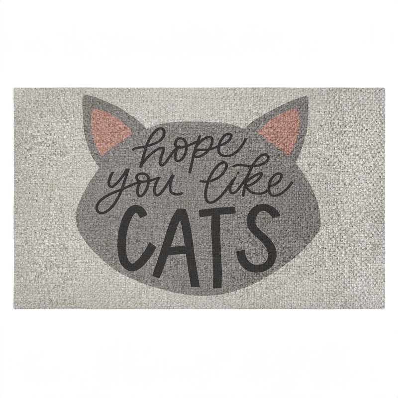 Hope You Like Cats Outdoor Door Mat, design by Amanda Houston, 18"x30", Hope You Like Cats