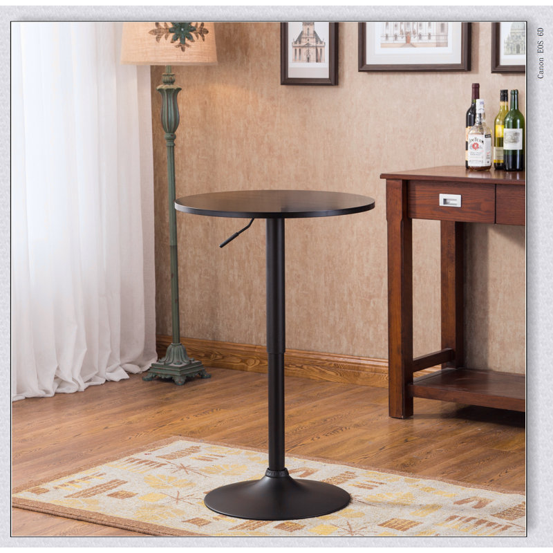 Hauteur réglable avec pieds noirs et table de bar en métal, Plateau noir / structure noire