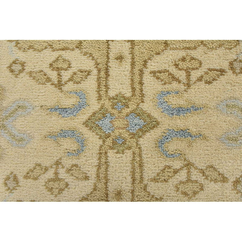 Tapis oriental ivoire en laine noué à la main 2 pi 7 po x 8 pi Oushak