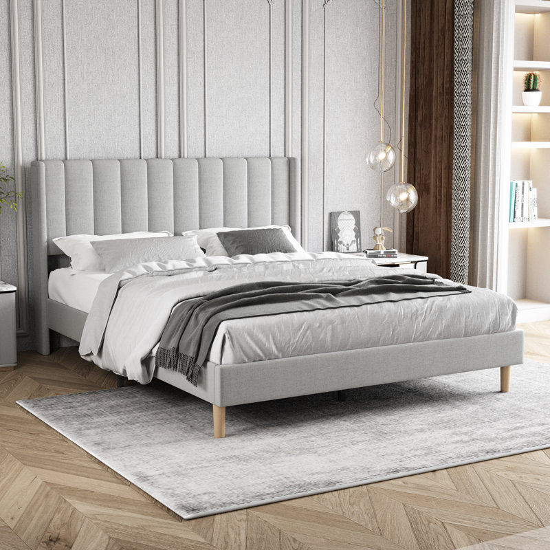 Upholstered Wingback Bed, Full, White
