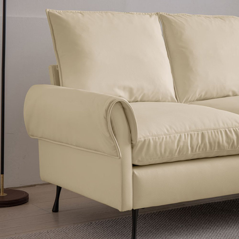 Canapé et méridienne en cuir 2 pièces Kray, Blanc