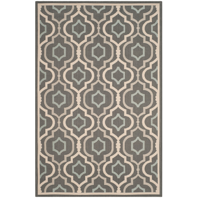 Tapis géométrique Courtyard Performance, Rectangle 8 pi x 11 pi