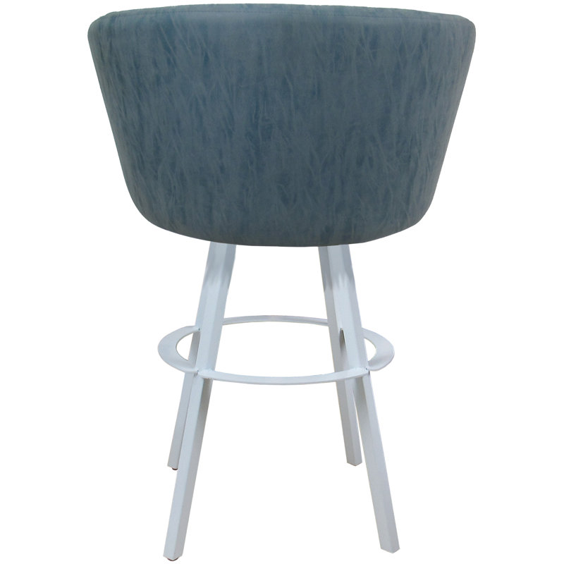Labawld Swivel Counter Metal Stool On Warren Base, Blue/White