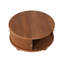 Table basse ronde cannelée avec rangement, bois de pin massif, porte coulissante, design compact, finition noyer-129227929