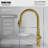 Karran Pull-Down Kitchen Faucet with Blade Spray, 3-Function Sprayer, High-Arc, Spot-Free Finish in Brushed Gold-119904239