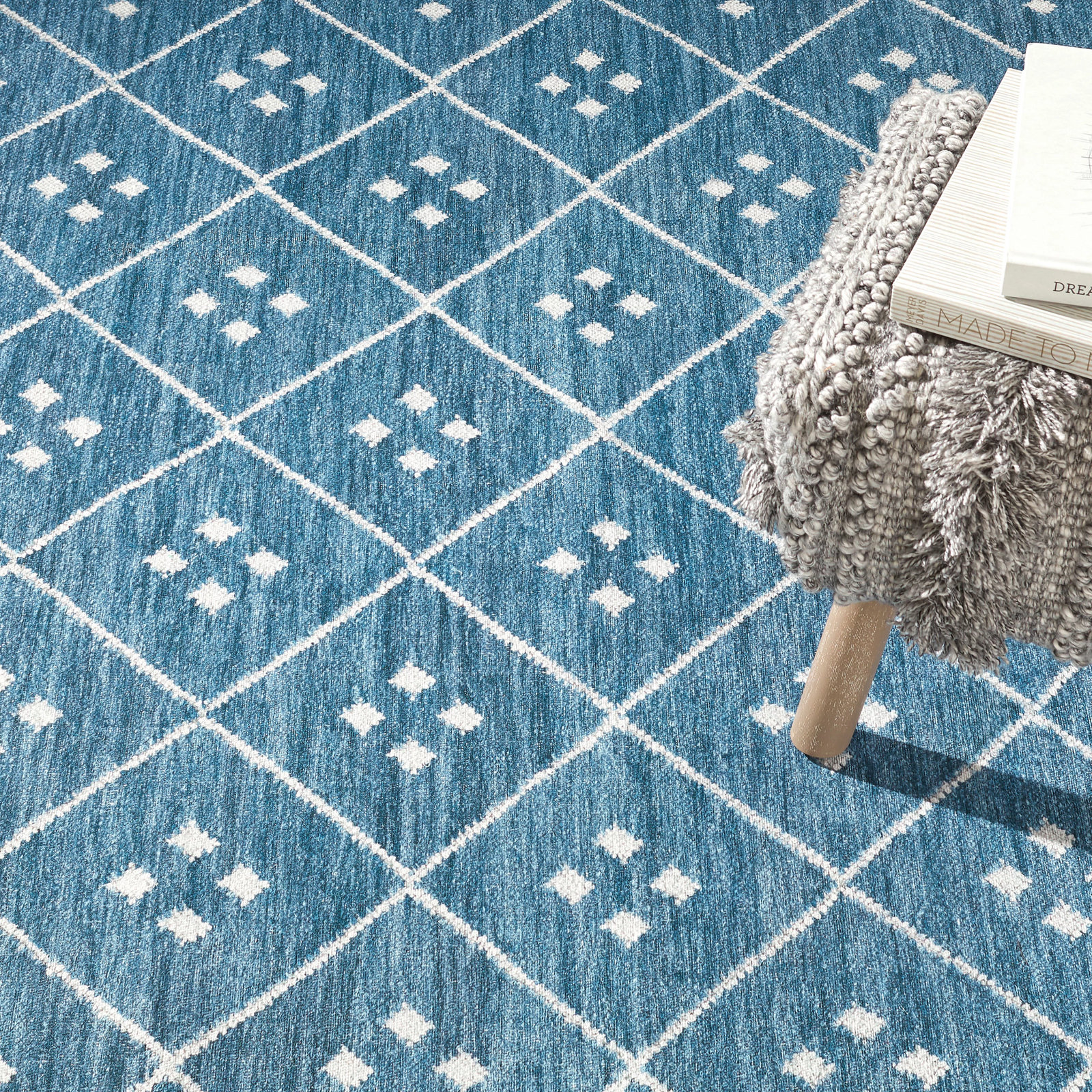 Kota Indigo Machine Washable Geometric Rug, Rectangle 8'6" x 11'6"