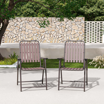 2-Piece Folding Chair, No Assembly Required, 350lb Capacity, Rust-Resistant & Stain-Proof for Balcony/Garden