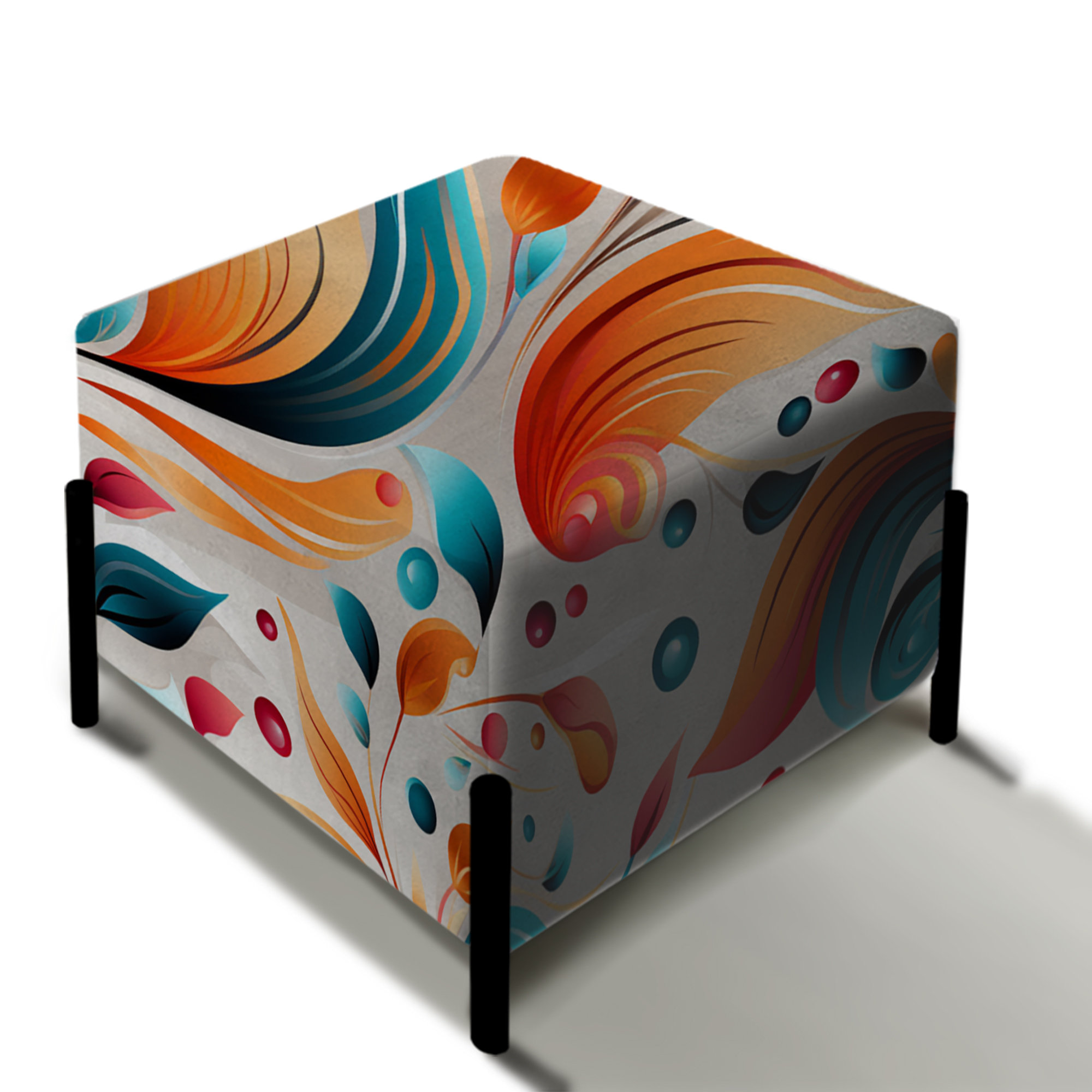 Design Art Minimalist Feather Paisley Pattern - Paisley Square Ottoman ...