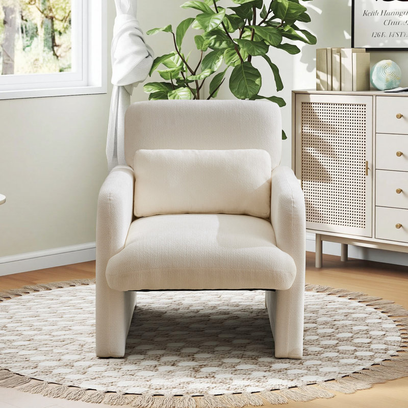 Fauteuil d'appoint rembourré moderne l 28,5 po, Blanc ancien